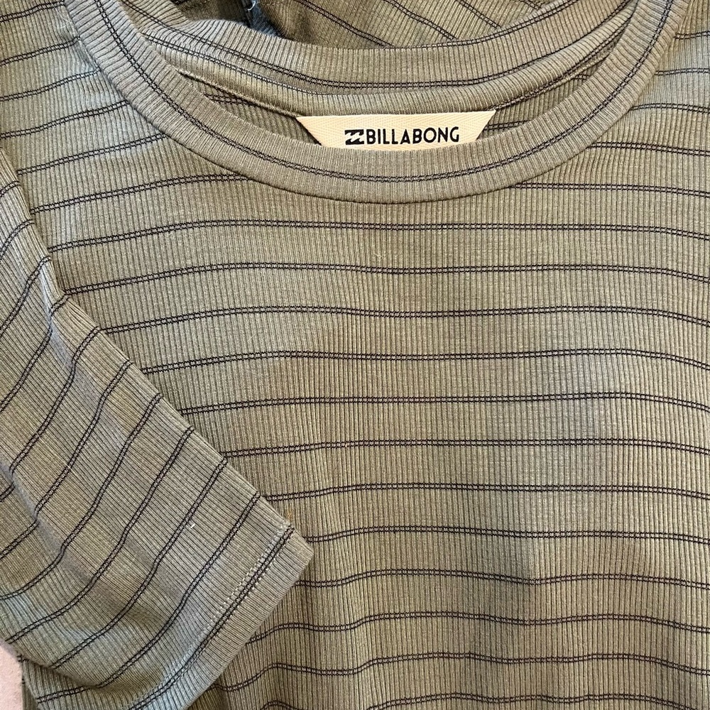 Billabong Women's Olive Striped Form Fitting TShirt Dress